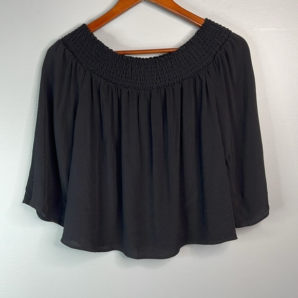 Talula Aritzia Marcilly Off The Shoulder Top Black Smock Elastic Draped Flowy S - Picture 7 of 12